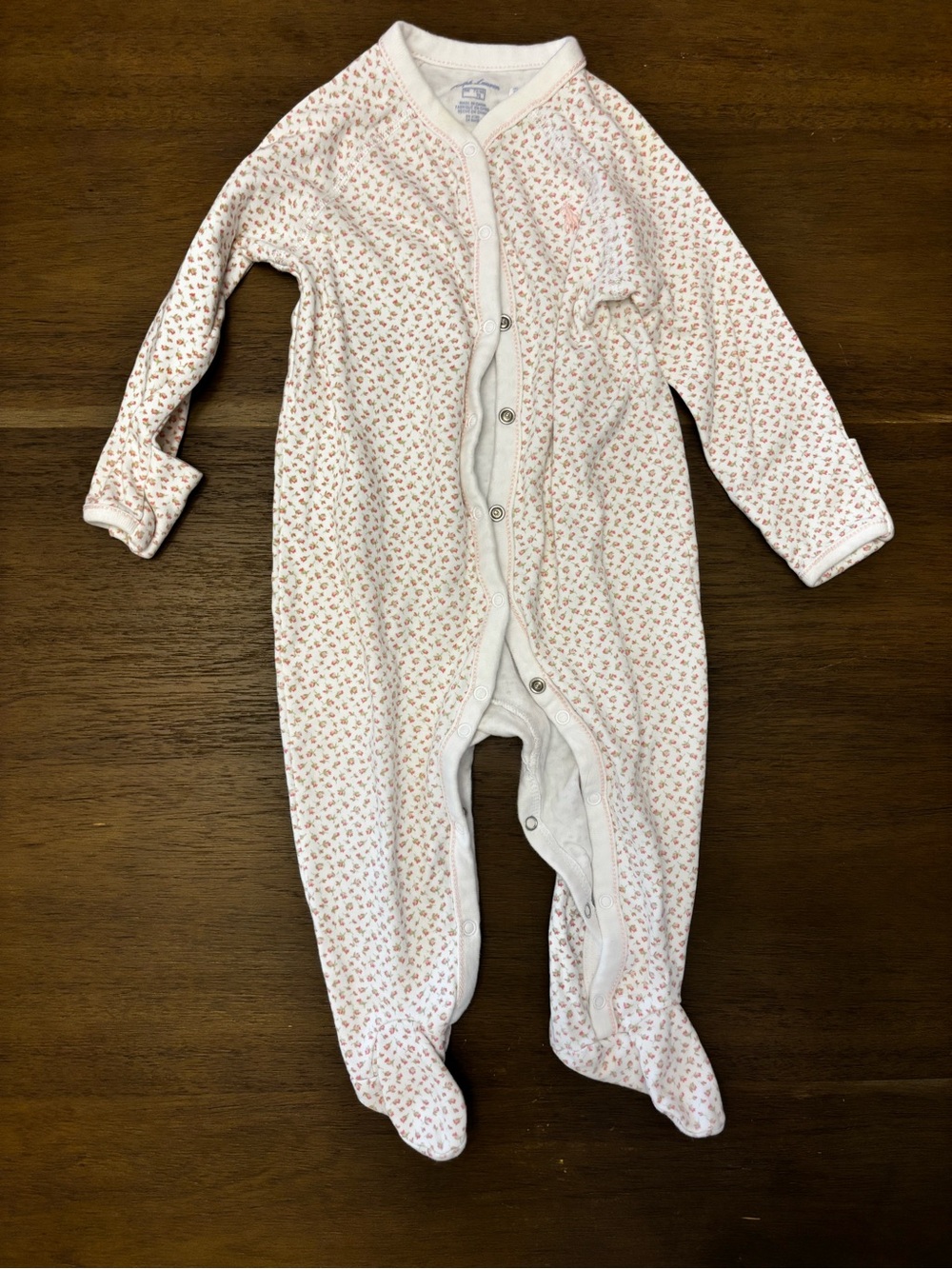 Ralph Lauren Pink Floral Footed One-Piece